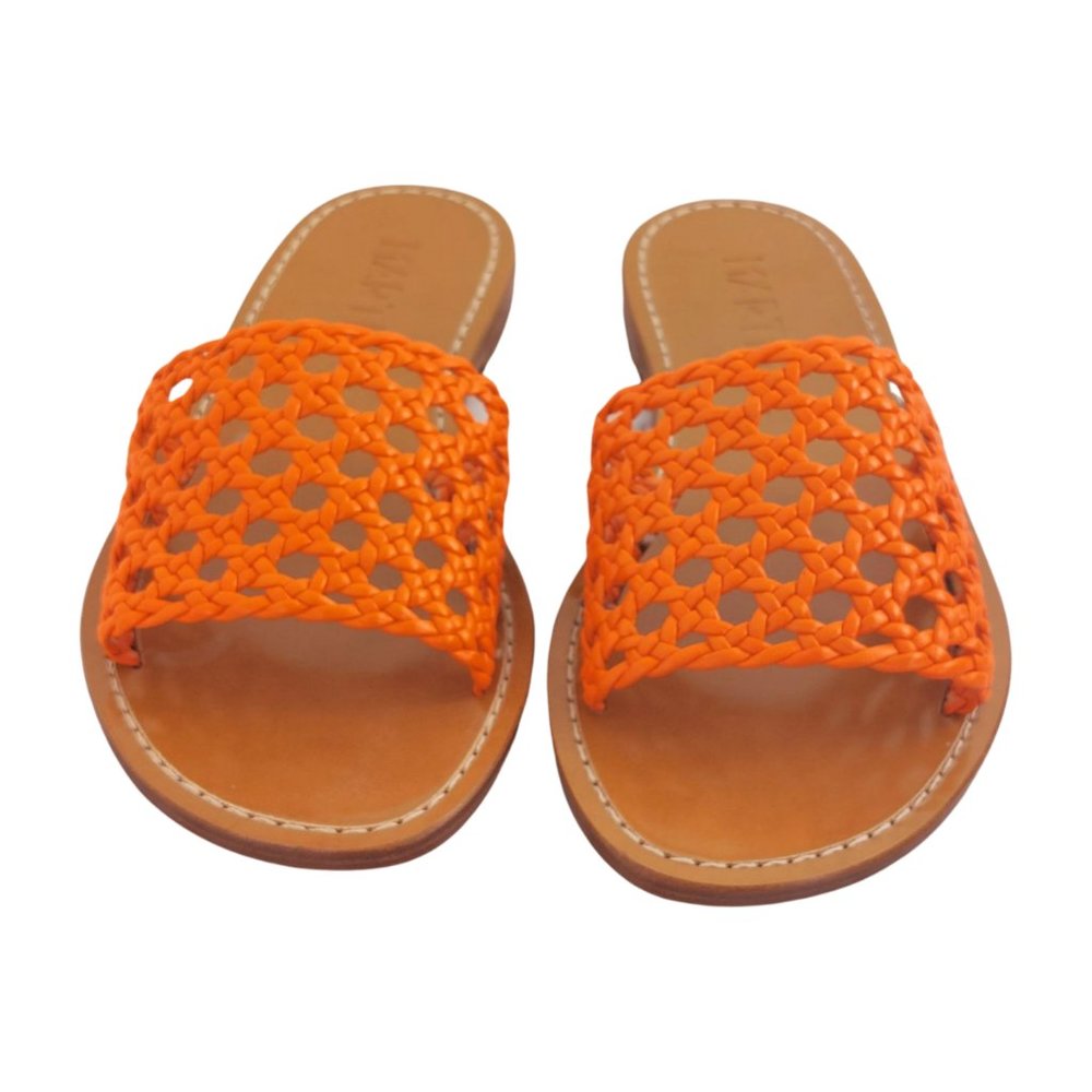 NWT Souliers Martinez Playa Rejilla Calendula Orange Handwoven Sandal Size 5 - Picture 2 of 8
